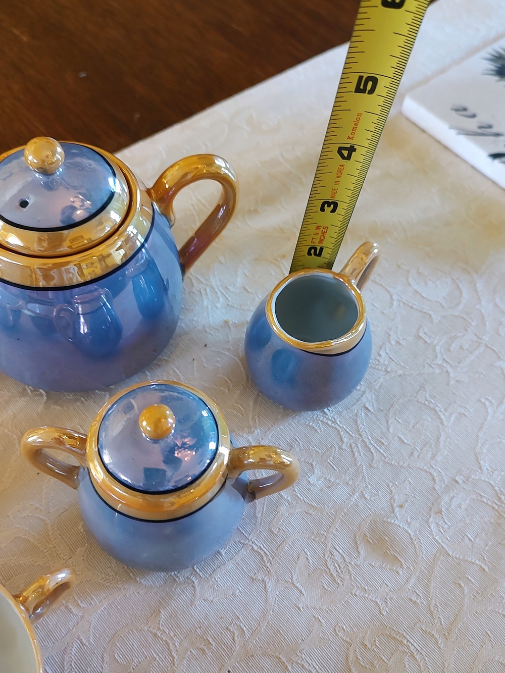 Vintage Blue and Gold Luster Porcelain Mini Tea Service 22 Pieces - Picture 12 of 16
